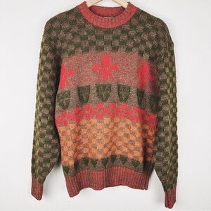 Vintage Jantzen Checker Fleur De Lis Scouts USA Made Crewneck Sweater